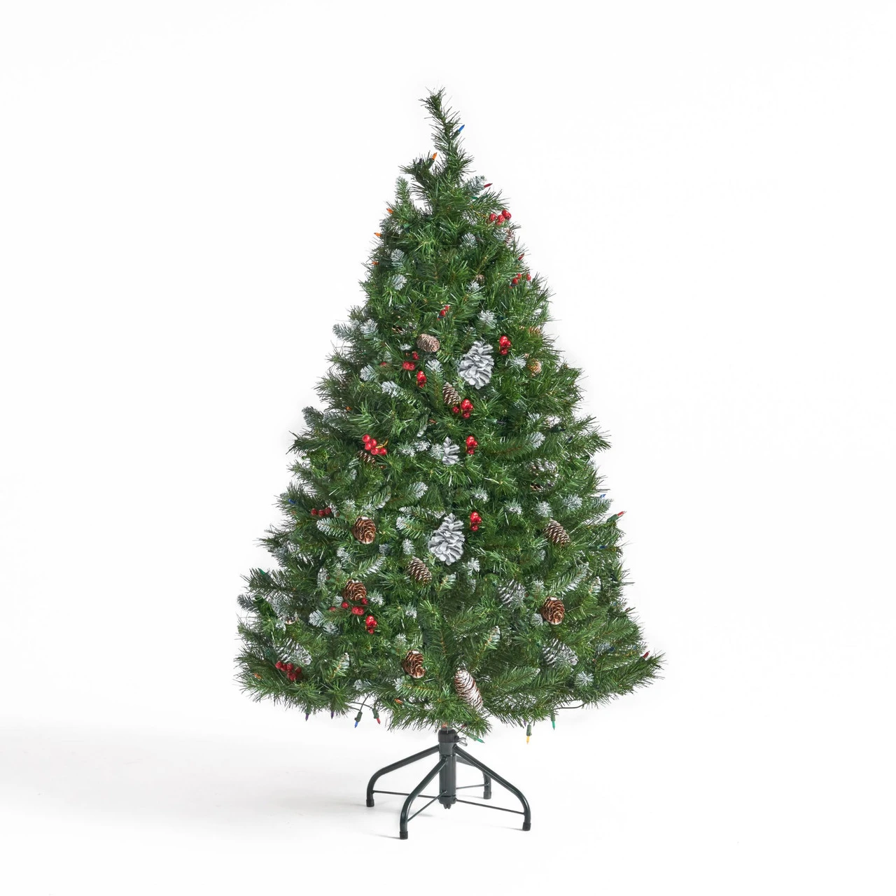 4.5' Pre-Lit Full Mixed Spruce Artificial Christmas Tree With Frosted Branches - Multicolor Lights 6 4.5' Pre-Lit Full Mixed Spruce Artificial Christmas Tree With Frosted Branches - Multicolor Lights - Image 6