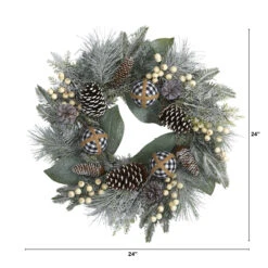 Berries, Pine Cones With Ornaments Artificial Christmas Wreath, 24-Inch, Unlit -Best Christmas Store dnnl204609 3 99720.1681814346