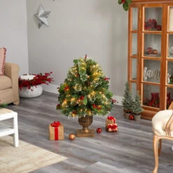 3' Pre-Lit Frosted Pine Artificial Outdoor Christmas Tree, Warm Clear LED Lights -Best Christmas Store dnnl20p1811 3 42831.1681393605