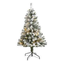 4' Pre-Lit Flocked Fir Artificial Christmas Tree, Warm Clear LED Lights
