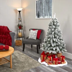 4' Pre-Lit Flocked Fir Artificial Christmas Tree, Warm Clear LED Lights -Best Christmas Store dnnl20t1738 7 74778.1667531328