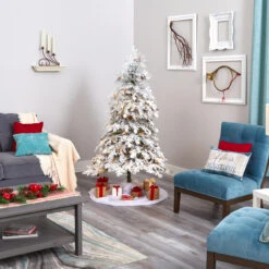 6' Pre-Lit Montana Spruce Flocked Artificial Christmas Tree, Clear LED Lights -Best Christmas Store dnnl20t1794 3 39309.1680237799