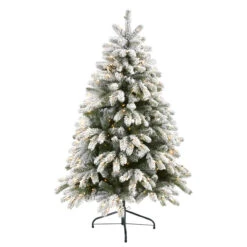 5’ Pre-Lit Flocked South Carolina Artificial Christmas Tree, Clear LED Lights