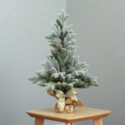 2' Potted Flocked Artificial Christmas Tree With Pinecones, Unlit -Best Christmas Store dnnl20t1986 4 40791.1681393425
