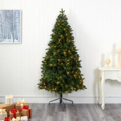 7’ Pre-Lit Grand Teton Artificial Half Wall Christmas Tree, Clear LED Lights -Best Christmas Store dnnl20t2001 3 16494.1680198124