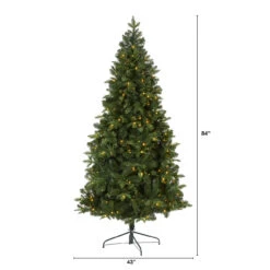 7’ Pre-Lit Grand Teton Artificial Half Wall Christmas Tree, Clear LED Lights -Best Christmas Store dnnl20t2001 4 49718.1680198124