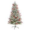 6’ Pre-Lit Flocked Artificial Christmas Tree, Warm Clear LED Lights