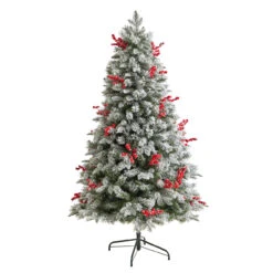 6’ Pre-Lit Flocked Artificial Christmas Tree, Warm Clear LED Lights -Best Christmas Store dnnl20t3033 6 77499.1680542291
