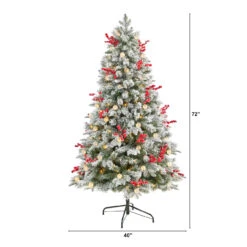 6’ Pre-Lit Flocked Artificial Christmas Tree, Warm Clear LED Lights -Best Christmas Store dnnl20t3033 7 33401.1680542292