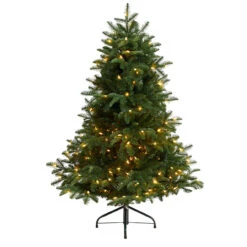 5’ Pre-Lit Flocked North Carolina Fir Artificial Christmas Tree, Warm White Lights