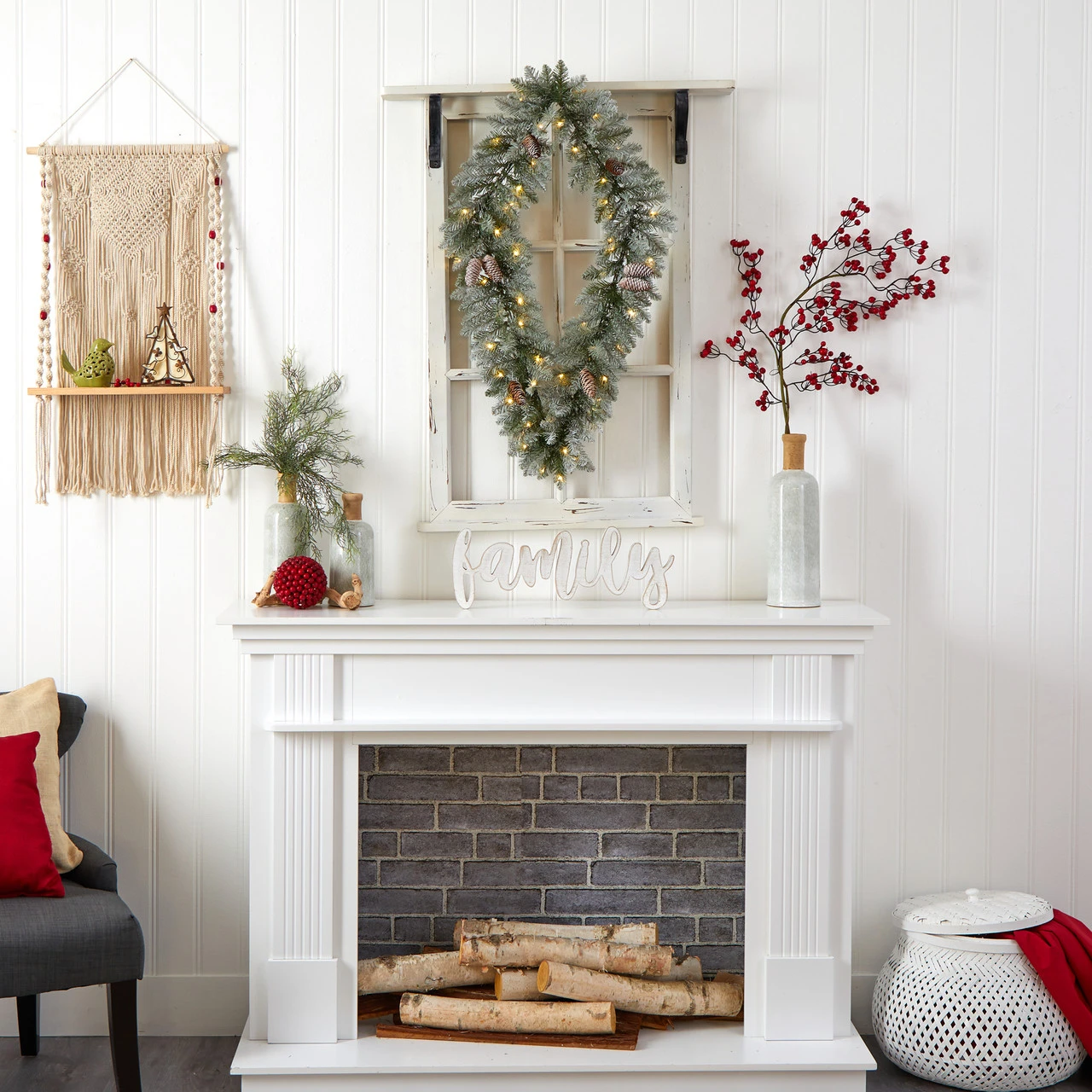 Pre-Lit Diamond Flocked Artificial Christmas Wreath, 36-Inch, Warm White LED Lights 3 Pre-Lit Diamond Flocked Artificial Christmas Wreath, 36-Inch, Warm White LED Lights - Image 3