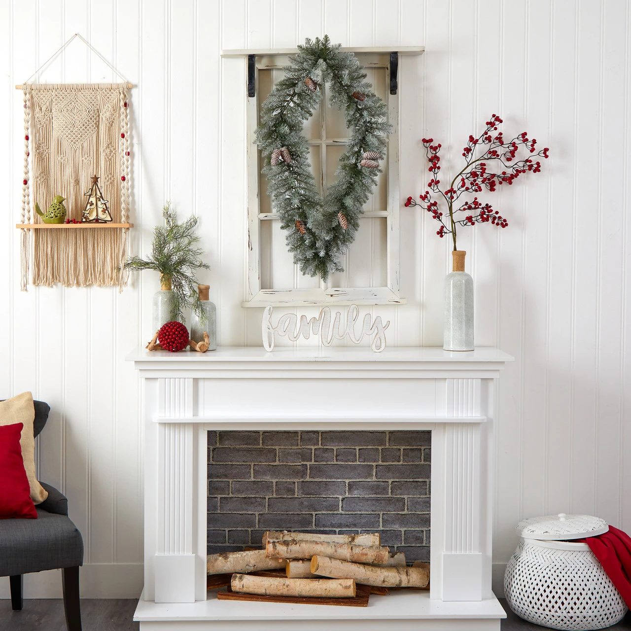 Pre-Lit Diamond Flocked Artificial Christmas Wreath, 36-Inch, Warm White LED Lights 5 Pre-Lit Diamond Flocked Artificial Christmas Wreath, 36-Inch, Warm White LED Lights - Image 5