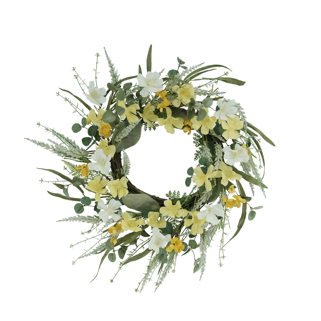 24" Vibrant Puleo International Artificial Dogwood Floral Spring Wreath 1 24" Vibrant Puleo International Artificial Dogwood Floral Spring Wreath