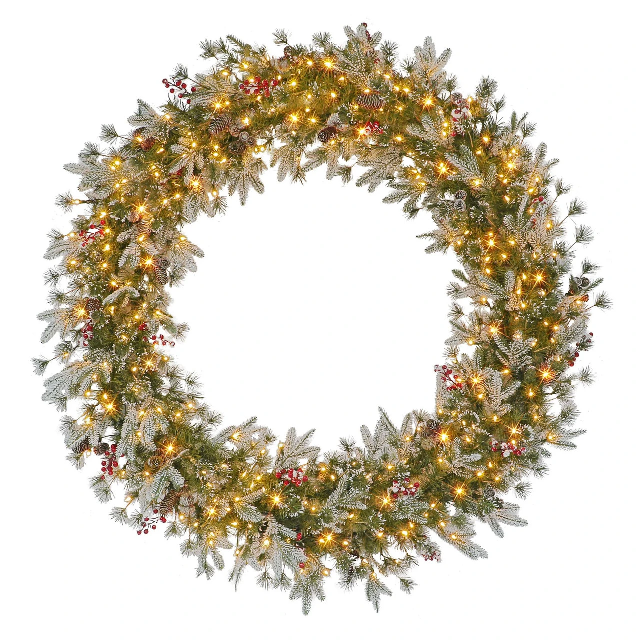 Pre-Lit Glittery Pine Artificial Christmas Wreath, 60-Inch, Clear Lights 1 Pre-Lit Glittery Pine Artificial Christmas Wreath, 60-Inch, Clear Lights