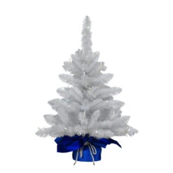 2' Pre-Lit Table Top Artificial Christmas Tree With In Blue Sac, Warm White Lights