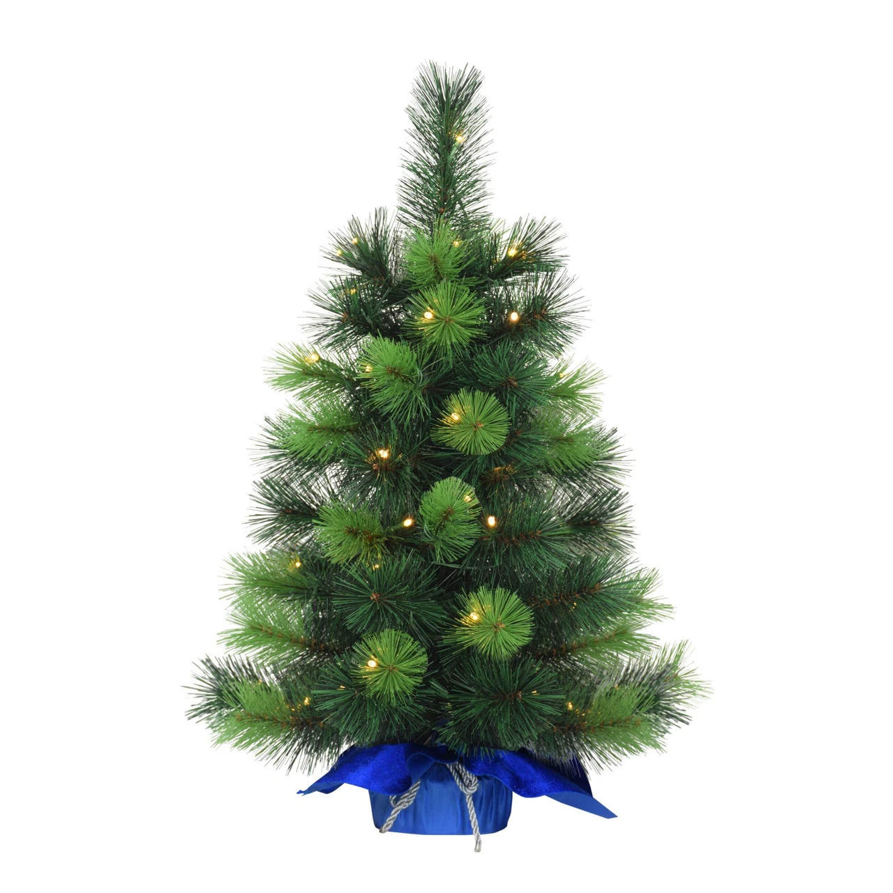 2' Pre-LitTable Top Artificial Christmas Tree In Blue Sac, Warm White Lights 1 2' Pre-LitTable Top Artificial Christmas Tree In Blue Sac, Warm White Lights