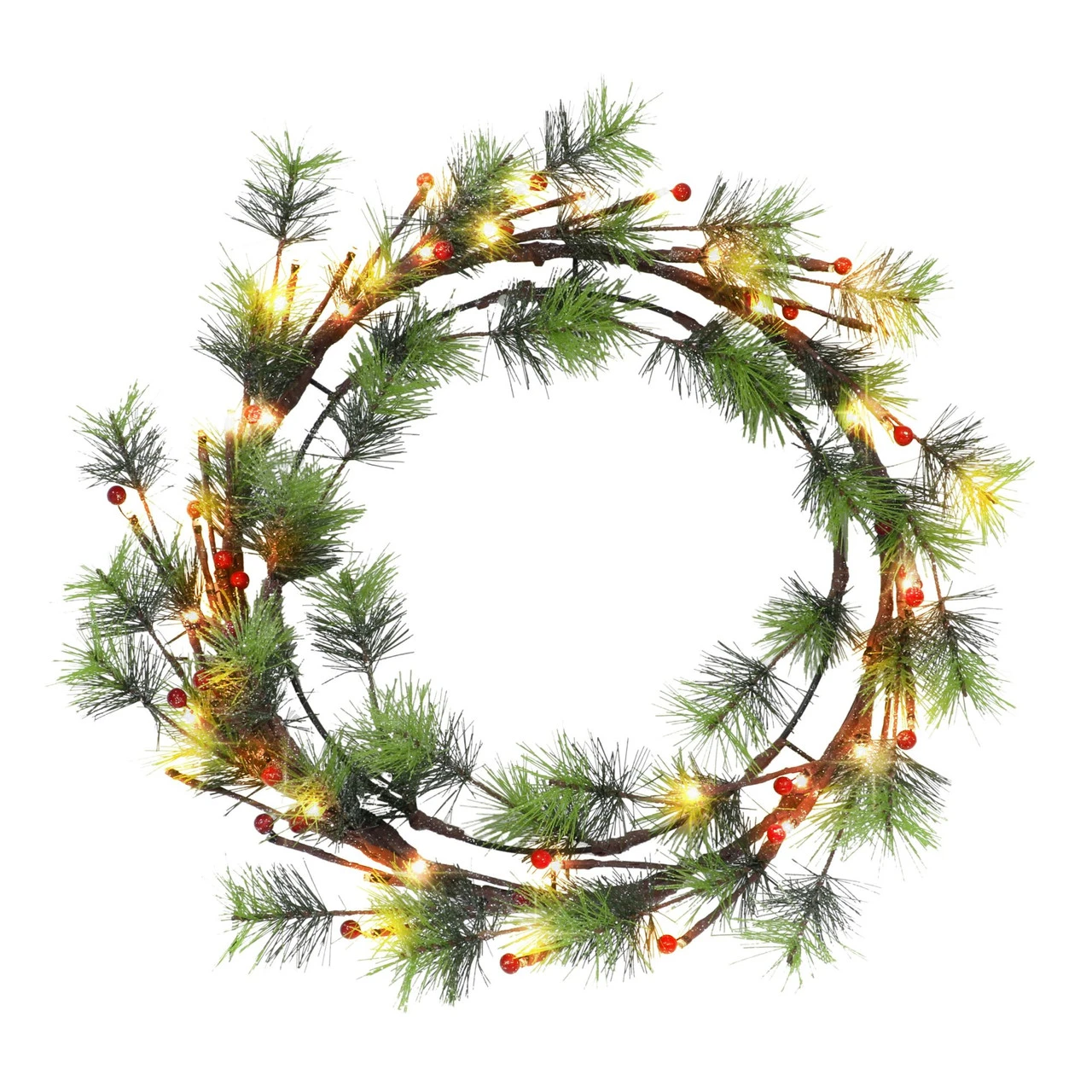 Pre-Lit Glittery Pine LED Lighted Artificial Christmas Wreath, 24-Inch, Warm Lights 1 Pre-Lit Glittery Pine LED Lighted Artificial Christmas Wreath, 24-Inch, Warm Lights