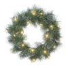 Pre-Lit Flocked Glittery Pine LED Lighted Artificial Christmas Wreath, 24-Inch, Warm White Lights