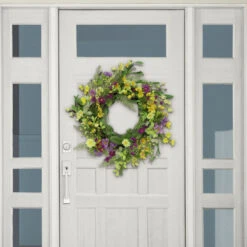 Yellow And Purple Daisy Faux Twig Spring Mixed Floral Wreath - 24-Inch, Unlit -Best Christmas Store dpul 305 dw0623 24 3 05253.1667563209