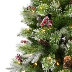 7.5' Pre-Lit LED Frosted Berry Spruce Artificial Christmas Tree, Warm White Lights -Best Christmas Store dpul bsf 75qf5lw5 3 08372.1688457900