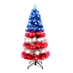4' Pre-Lit Fiber Optic Patriotic Artificial Christmas Tree, Multi-Color Lights