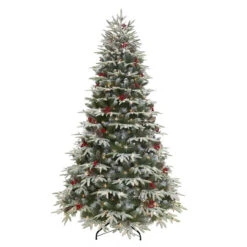 6.5' Pre-lit Flocked Halifax Fir Artificial Christmas Tree, Clear Lights
