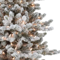 4.5' Pre-lit Flocked Downswept Douglas Fir Full Artificial Christmas Tree, Clear Lights -Best Christmas Store dpul rmddf 45qc25 2 16356.1688545008