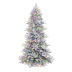 7.5' Pre-lit Flocked Royal Majestic Douglas Fir Downswept Artificial Christmas Tree, Color Select LED Lights