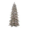 6.5' Pre-lit Flocked Slim Royal Majestic Douglas Fir Downswept Artificial Christmas Tree, Clear Lights