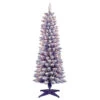 4.5' Pre-Lit Pencil Flocked Purple Artificial Christmas Tree, Clear Lights