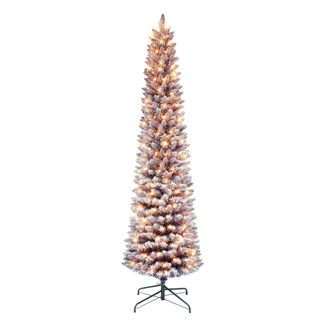 7.5' Pre-lit Flocked Fashion Purple Pencil Artificial Christmas Tree, Clear Lights 1 7.5' Pre-lit Flocked Fashion Purple Pencil Artificial Christmas Tree, Clear Lights