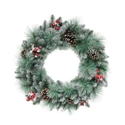 Glitter Needle Mixed Artificial Christmas Wreath, 24-Inch, Unlit