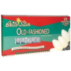 25-Count Frosted White C7 Old Fashioned Christmas Light Set, 25ft Black Wire