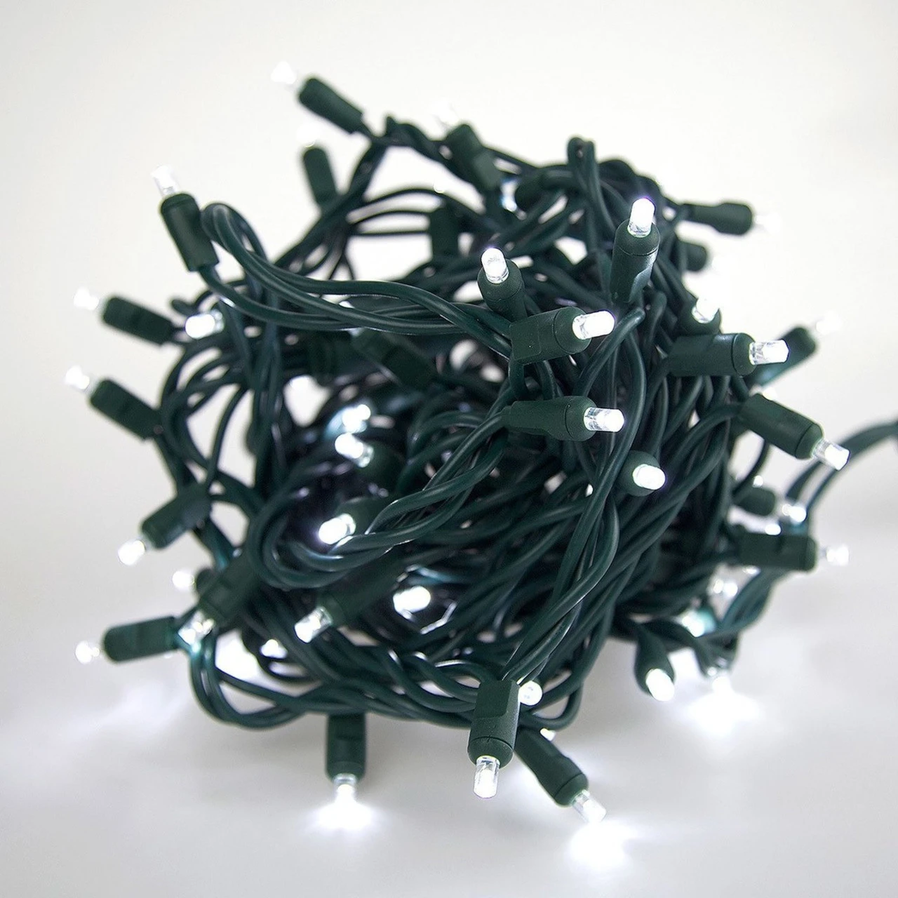 50 Pure White LED Mini Christmas Lights - 25 Ft Green Wire 1 50 Pure White LED Mini Christmas Lights - 25 Ft Green Wire