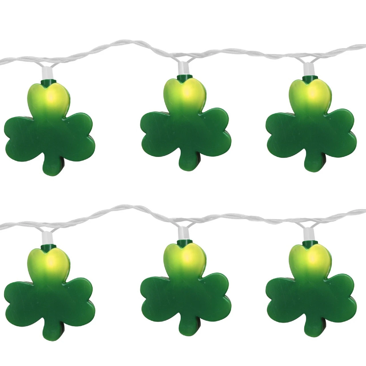 Set Of 10 Irish St. Patrick's Clover Shamrock Novelty Christmas Lights - 11 Ft White Wire 1 Set Of 10 Irish St. Patrick's Clover Shamrock Novelty Christmas Lights - 11 Ft White Wire