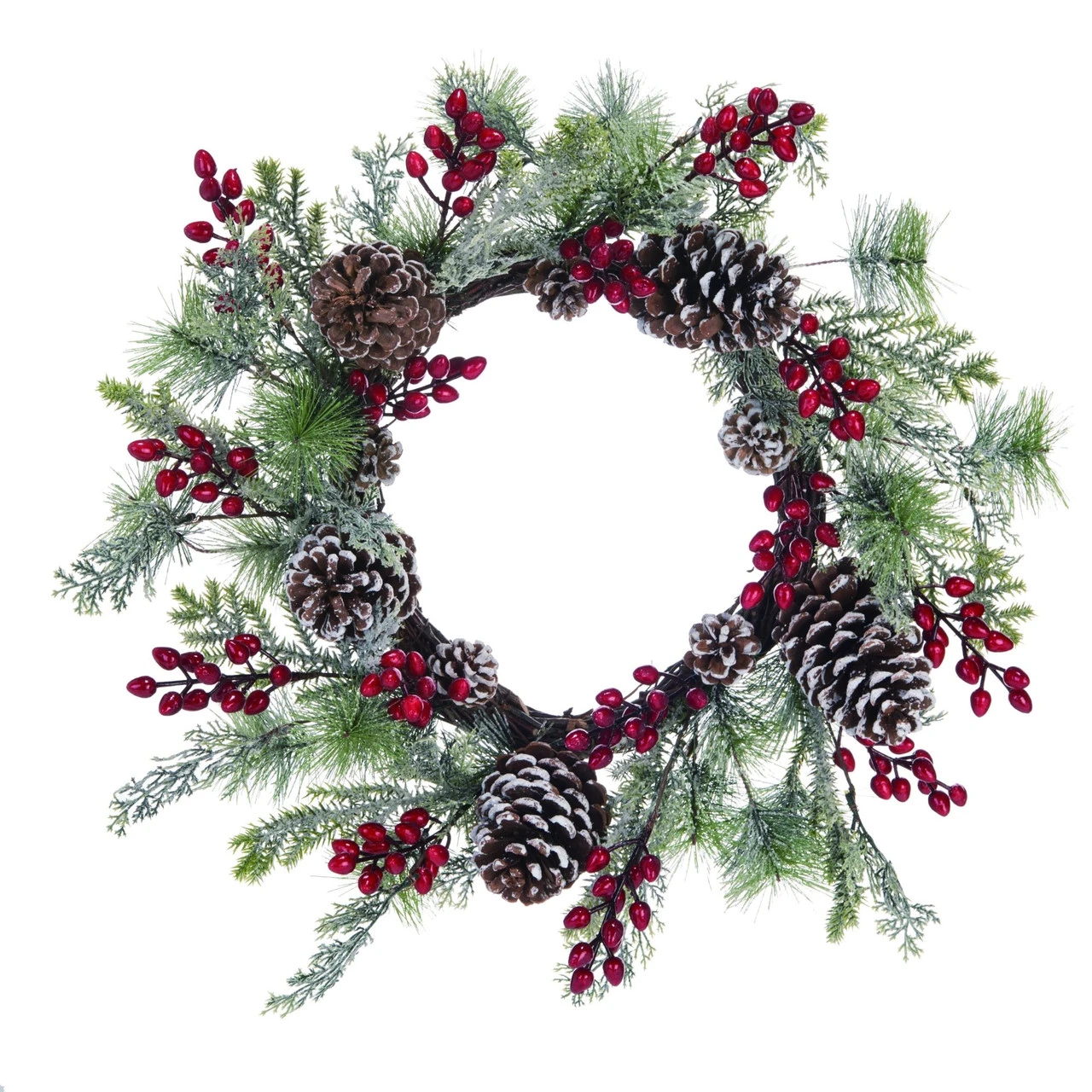 Pinecone And Berries Christmas Holly Wreath, Green 20-Inch 1 Pinecone And Berries Christmas Holly Wreath, Green 20-Inch