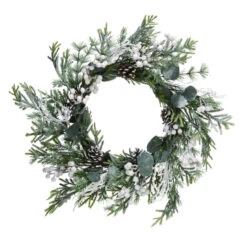 16.5" White Plastic Christmas Sparkling Wreath
