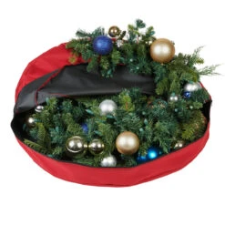 30" Red Unique Christmas Wreath Storage Bag With Direct Suspend -Best Christmas Store dvlc sb 10154 rs 3 35334.1686180048