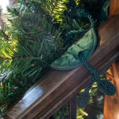 Set Of 3 Green Christmas Banister Protecting Garland Ties -Best Christmas Store dvlc v 11099 grn rs 008 58649.1667556996