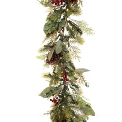 9' Green Christmas Winter Frost LED Artificial Garland - Pre-Lit