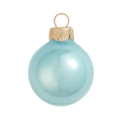40ct Pearl Baby Blue Ball Christmas Ornaments 1.25" (30mm)