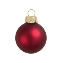 28ct Bordeaux Red Matte Glass Christmas Ball Ornaments 2" (50mm)