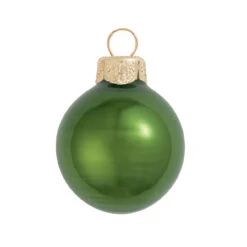 8ct Pearl Green Glass Ball Christmas Ornaments 3.25" (80mm)