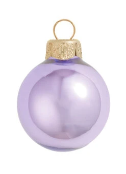 12ct Lavender Purple And Gold Shiny Glass Christmas Ball Ornaments 2.75" (70mm)