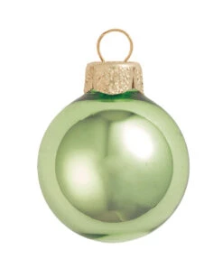 12ct Lime Green Shiny Glass Christmas Ball Ornaments 2.75" (70mm)
