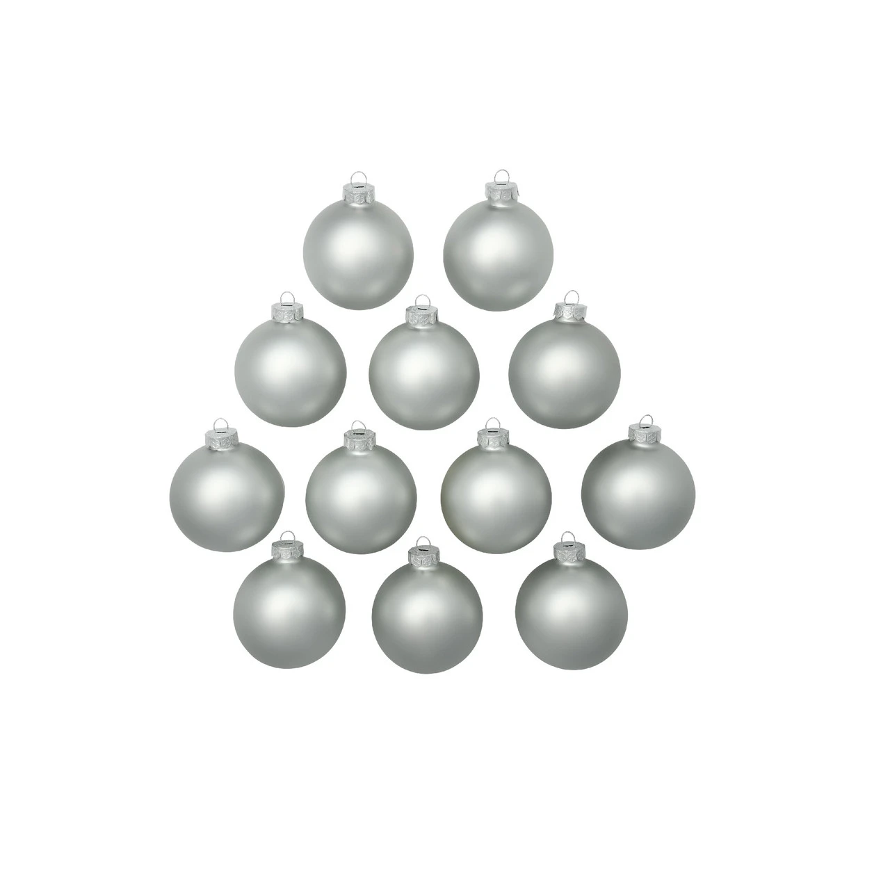 12ct Silver Matte Glass Christmas Ball Ornaments 2.75" (70mm) 2 12ct Silver Matte Glass Christmas Ball Ornaments 2.75" (70mm) - Image 2