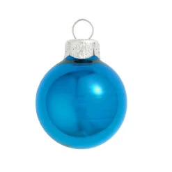 40ct Shiny Turquoise Blue Glass Ball Christmas Ornaments 1.25" (30mm)