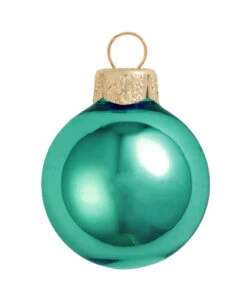 12ct Turquoise Green Shiny Glass Christmas Ball Ornaments 2.75" (70mm)