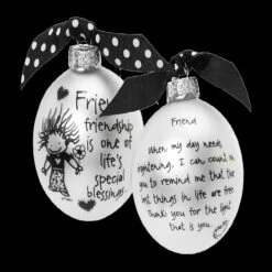 "Friendship Is One Of Life's Blessings" Marci Glass Christmas Ball Ornament 2.75" (70mm) -Best Christmas Store dwhi 40053 96010.1687382037