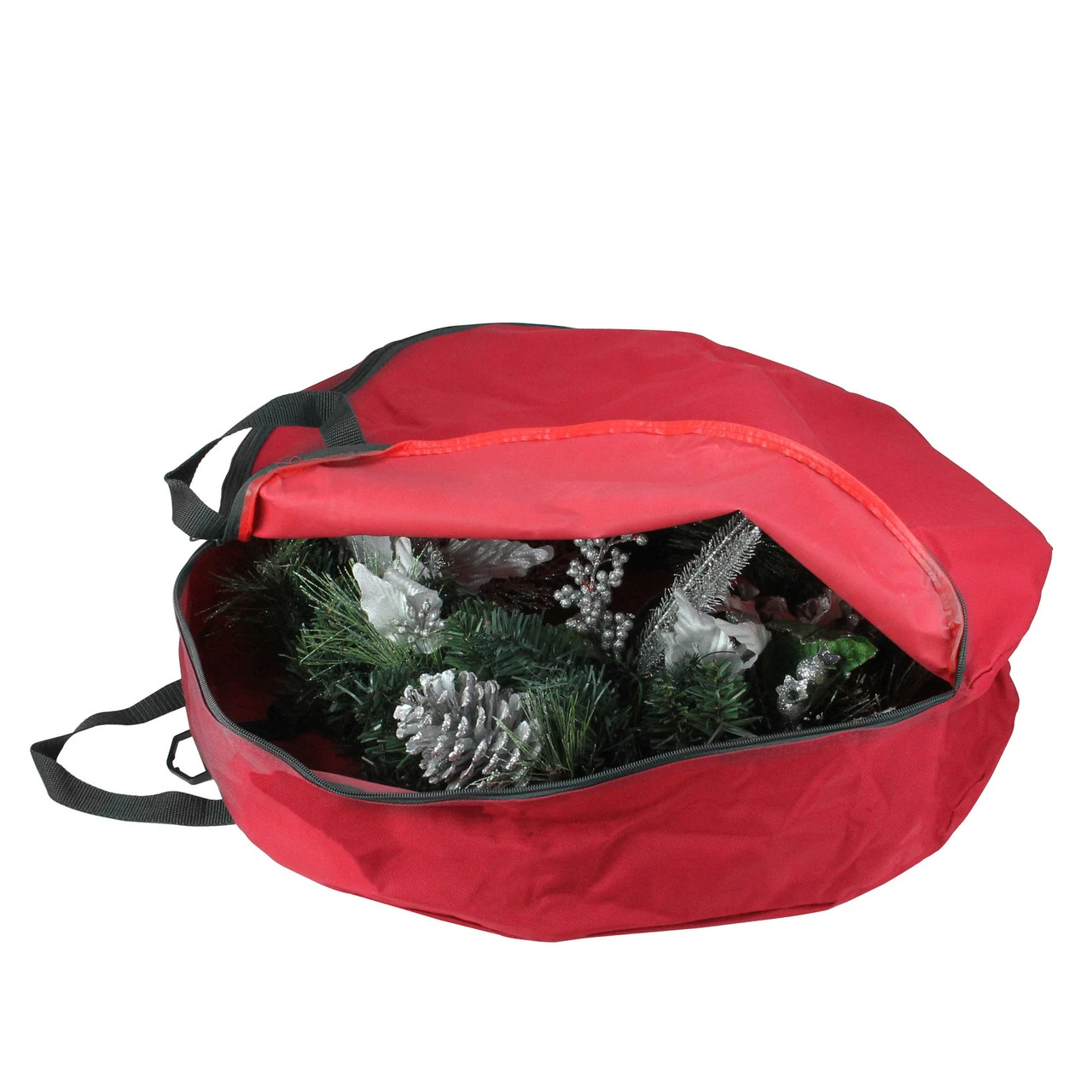 36" Red And Black Zip Up Christmas Wreath Storage Bag 1 36" Red And Black Zip Up Christmas Wreath Storage Bag